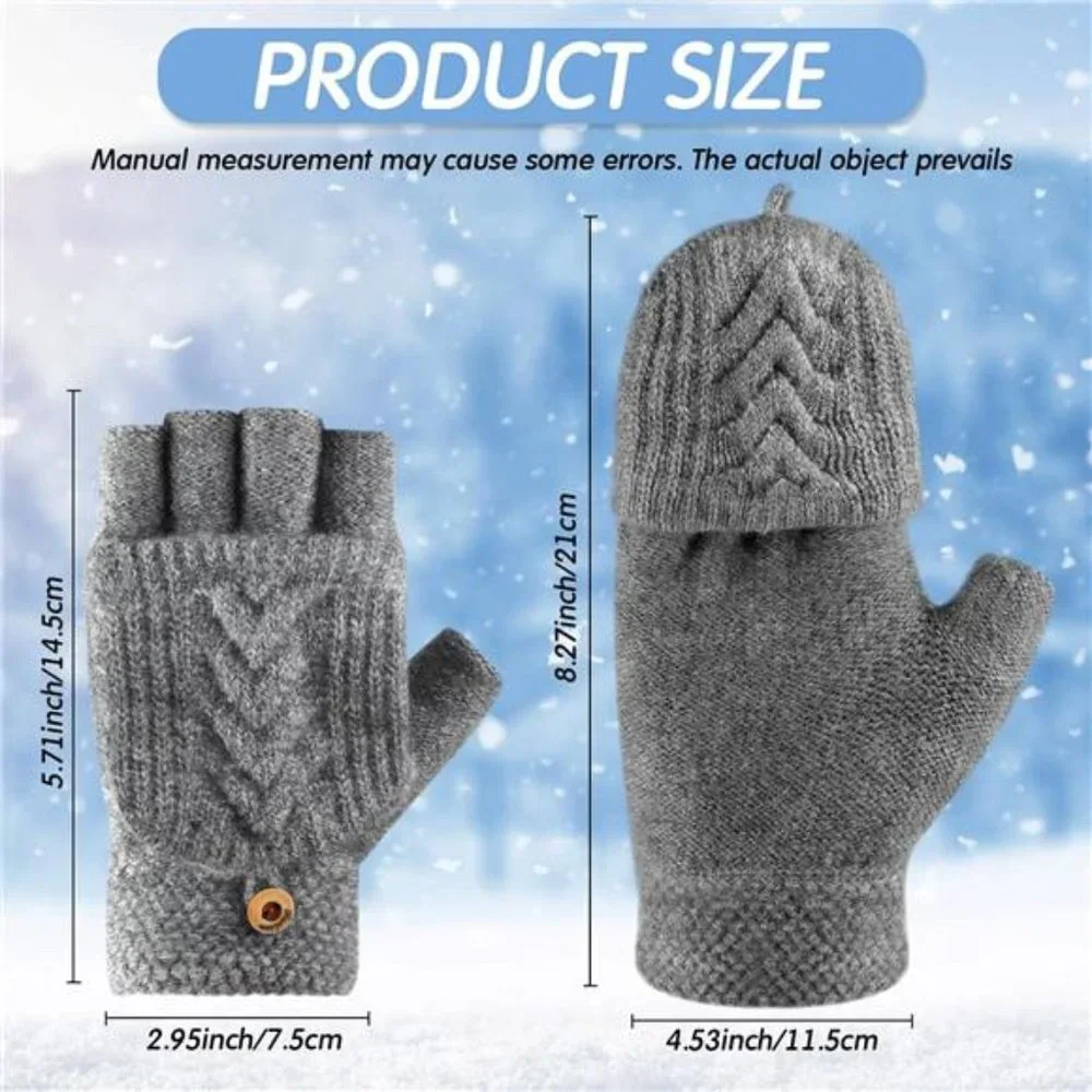 4 Pairs Winter Knitted Half Finger Convertible Fingerless Mittens Flip Top Cover
